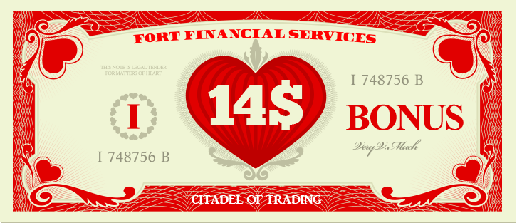$14 Valentine no deposit Forex bonus FortFs