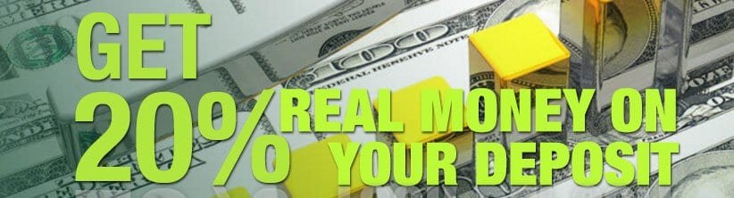 20% Real Money of your Deposit – Deray Options